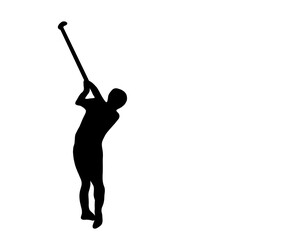 遠くに飛ばすゴルフのシルエット