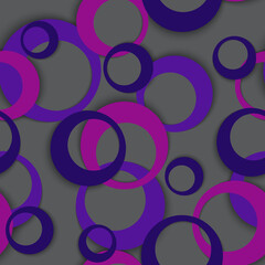 Circle rings geometric seamless pattern, round shapes