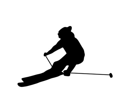 高速で滑るスキーのシルエット