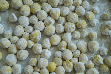 Uncooked dough for cooking Fried White Sesame Cookie - Kanom Hua Ror - Yim Sa Nay ,Laughing balls