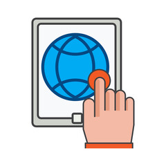 finger clicking on smartphone. mobile conection illustration. Flat vector icon. can use for, icon design element,ui, web, mobile app.