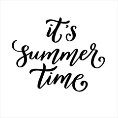 Summer time black and white hand lettering typography illustration for print poster card