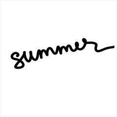 Summer black and white brush lettering vector typography illustration for print poster logo card