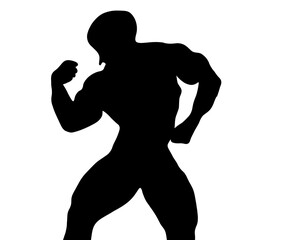 ムキムキのボディビルのシルエット