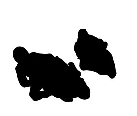 競うモーターサイクルのシルエット