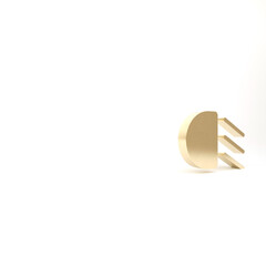 Gold High beam icon isolated on white background. Car headlight. 3d illustration 3D render.