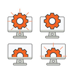 computer with setting gear icon. setting  illustration. Flat vector icon. can use for, icon design element,ui, web, mobile app.