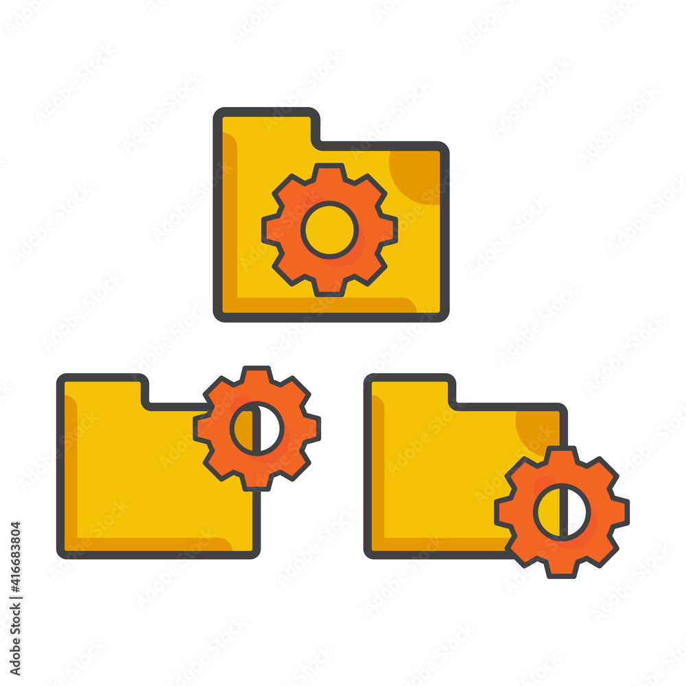 Poster file folder icon. file folder with setting gear illustration. flat vector icon. can use for, icon de