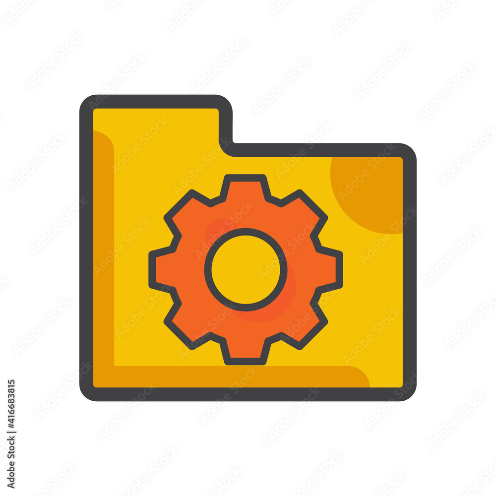 Poster file folder icon. file folder with setting gear illustration. flat vector icon. can use for, icon de
