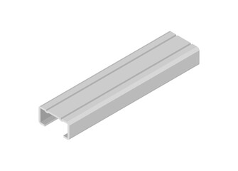 Simple flat illustration of C channel profile iron in isometric view.