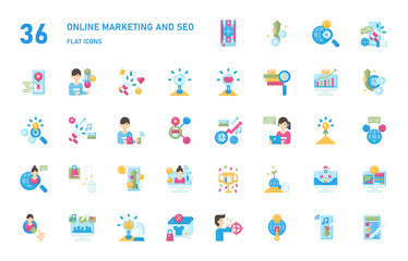 Online marketing and seo icon for website, application, printing, document, poster design, etc.