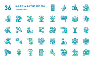 Online marketing and seo icon for website, application, printing, document, poster design, etc.