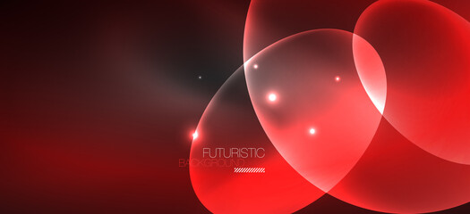 Neon ellipses abstract backgrounds. Shiny bright round shapes glowing in the dark. Vector futuristic illustrations for covers, banners, flyers and posters and other