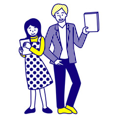 本や資料を持っている男女のイラスト