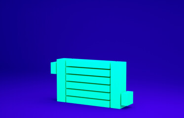 Green Car radiator cooling system icon isolated on blue background. Minimalism concept. 3d illustration 3D render.