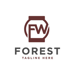Modern logo with letter FW