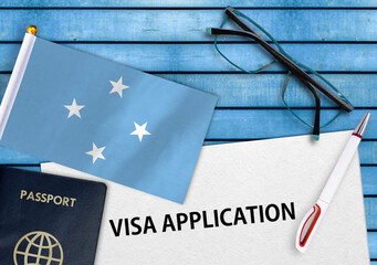 Visa application form and flag of Micronesia
