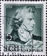 a portrait of the writer and poet Friedrich Schiller after a painting by Gerhard von Kügelgen,...