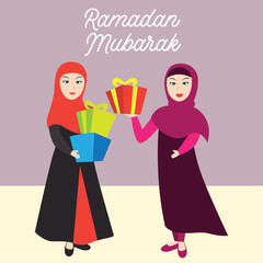 eid mubarak gift for eid fitr holiday (islamic holiday). vector illustration