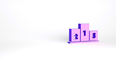 Purple Award over sports winner podium icon isolated on white background. Minimalism concept. 3d illustration 3D render.