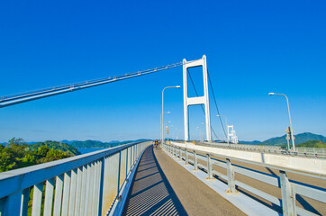 Kurushima kaikyo bridge in Imabari, Ehime prefecture, Shikoku, Japan.