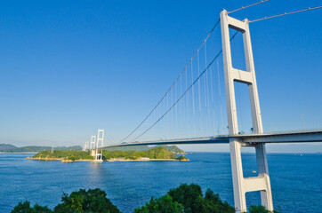 Kurushima kaikyo bridge in Imabari, Ehime prefecture, Shikoku, Japan.
