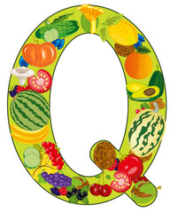 Letter Q english from fruit and vegetables