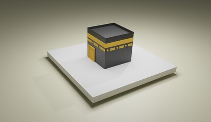 isometric vector of the Holy Kaaba. Greeting card design. 3d background rendering