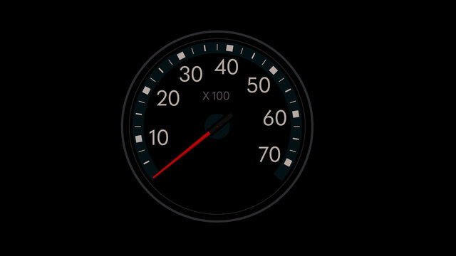 Car tachometer vector symbol on black background