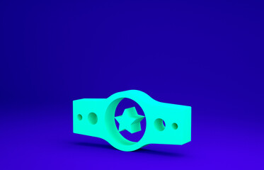 Green Boxing belt icon isolated on blue background. Belt boxing sport championship winner fight award. Minimalism concept. 3d illustration 3D render.