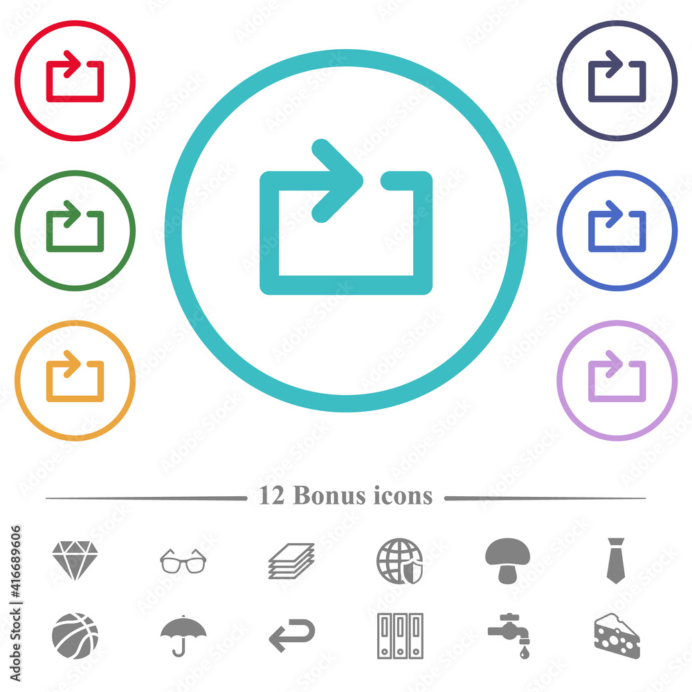 Poster media loop flat color icons in circle shape outlines