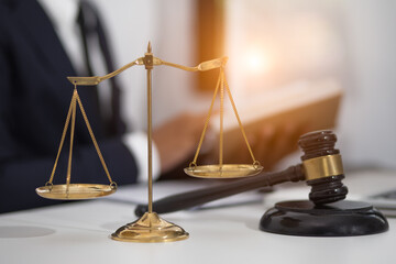 Male lawyer or judge consult having team meeting with client, Law and Legal services concept