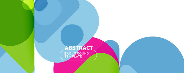 Flat geometric round shapes and dynamic lines, abstract background. Vector illustration for placards, brochures, posters and banners