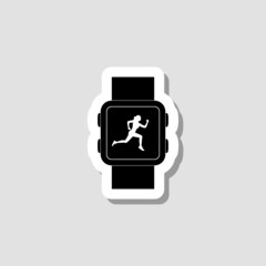 Fitness running tracking smartwatch sticker icon