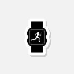 Fitness running tracking smartwatch sticker icon