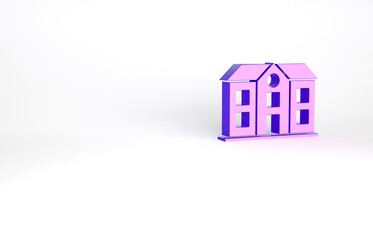 Purple House icon isolated on white background. Home symbol. Minimalism concept. 3d illustration 3D render.