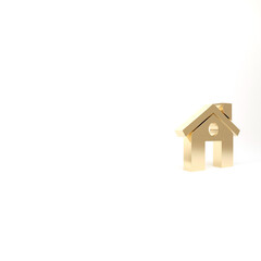 Obraz na płótnie Canvas Gold House icon isolated on white background. Home symbol. 3d illustration 3D render.