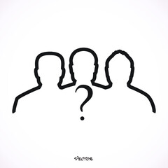Silhouette people question mark, business leader in team illustration design on white