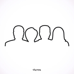 Friendship icon. People. Social group.line,  flat - Vector