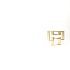 Gold House plan icon isolated on white background. 3d illustration 3D render.