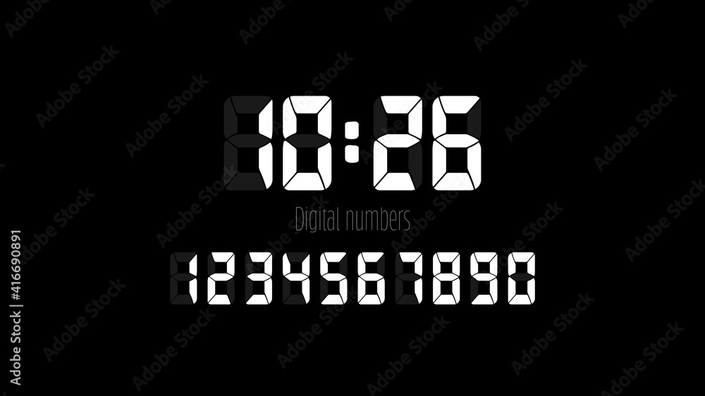 Poster digital vector numbers set on black background