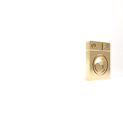 Gold Washer icon isolated on white background. Washing machine icon. Clothes washer - laundry machine. Home appliance symbol. 3d illustration 3D render.