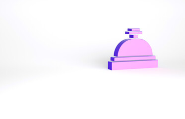 Purple Hotel service bell icon isolated on white background. Reception bell. Minimalism concept. 3d illustration 3D render.