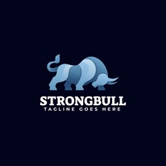 Vector Logo Illustration Bull Gradient Colorful Style.