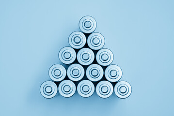 Alkaline batteries. Top view, closeup. Energy and power supply concept