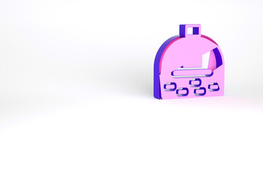 Purple Brick stove icon isolated on white background. Brick fireplace, masonry stove, stone oven icon.Minimalism concept. 3d illustration 3D render.