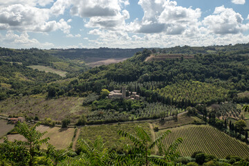 Fototapeta na wymiar Very beautiful rural landscape in Tuscany, north Italy during summer.