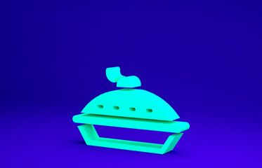 Green Homemade pie icon isolated on blue background. Minimalism concept. 3d illustration 3D render.