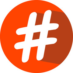 Hashtag sign in a circle with shadow