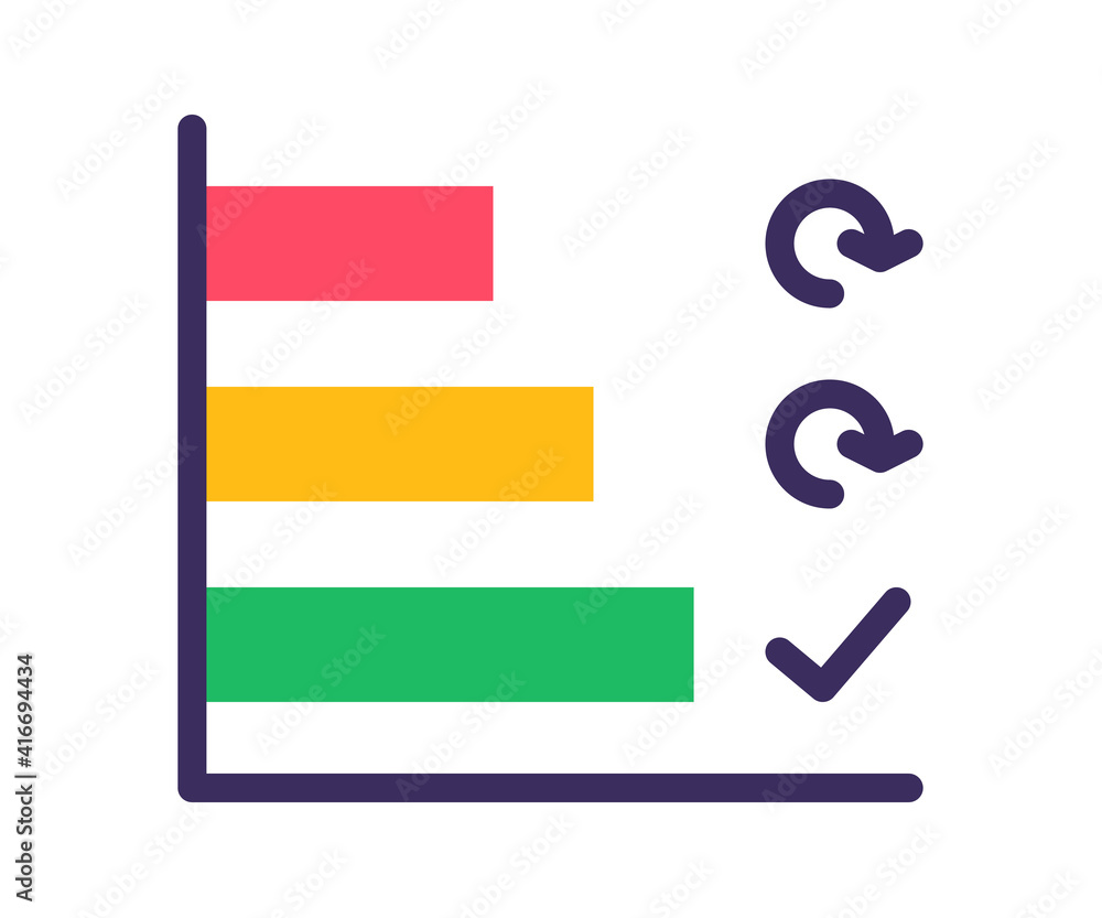 Aufkleber horizontal bar progress single isolated icon with flat style